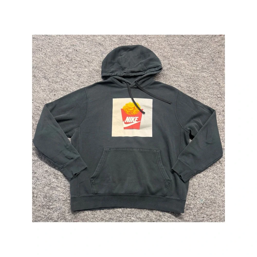 Nike Mens French Fries Graphic Hoodie Black Pullover Fleece L Large DW2274-010